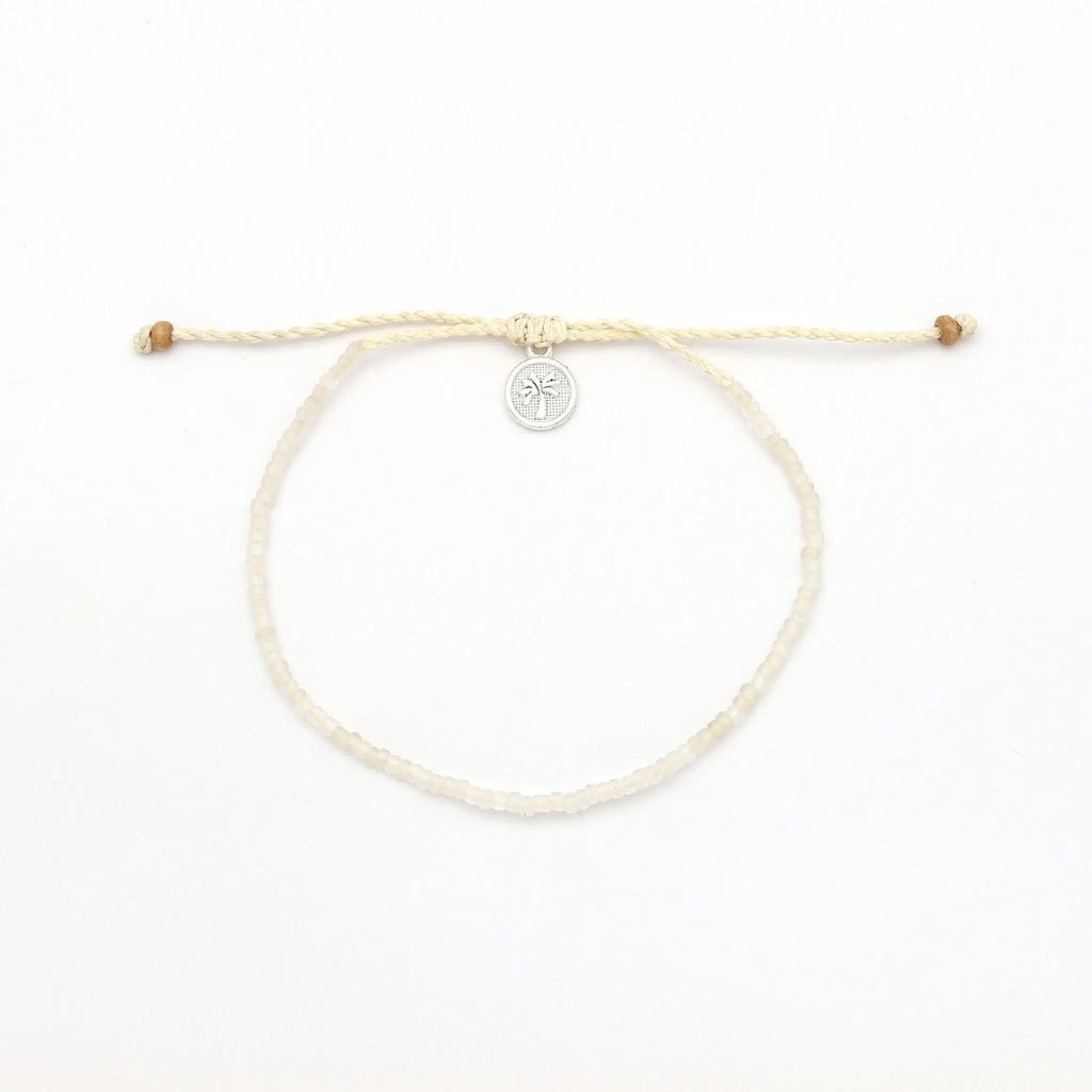 Bracelet perlé en verre dépoli Ka'anapali, bracelet de cheville Surf: Rose