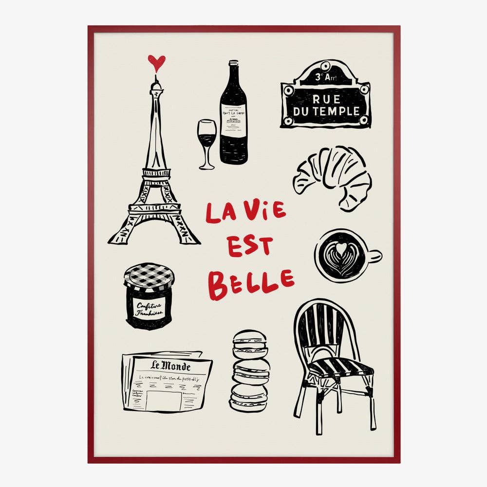 Affiche « Icônes de Paris » – Décor en encre noire: Pas de cadre / 30 x 40 cm