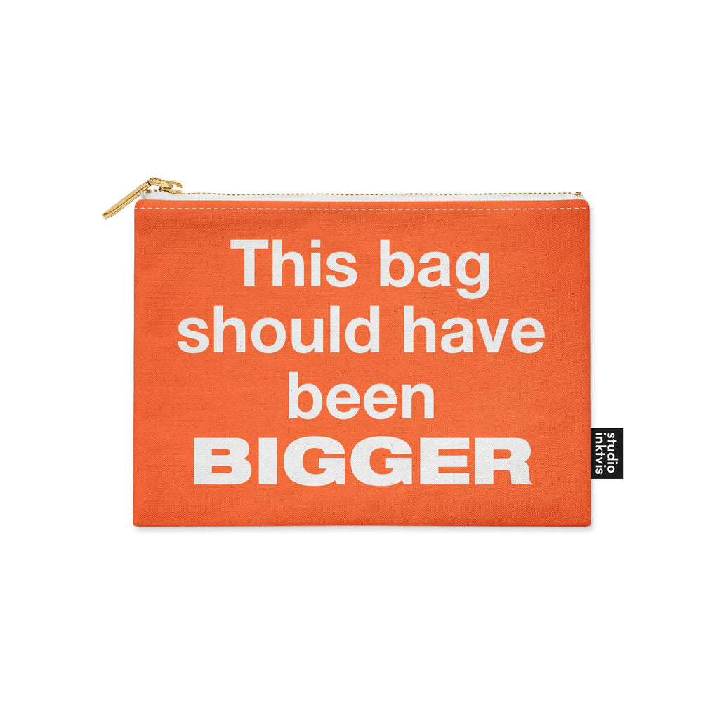 Trousse à maquillage orange « This bag should have been bigger »
