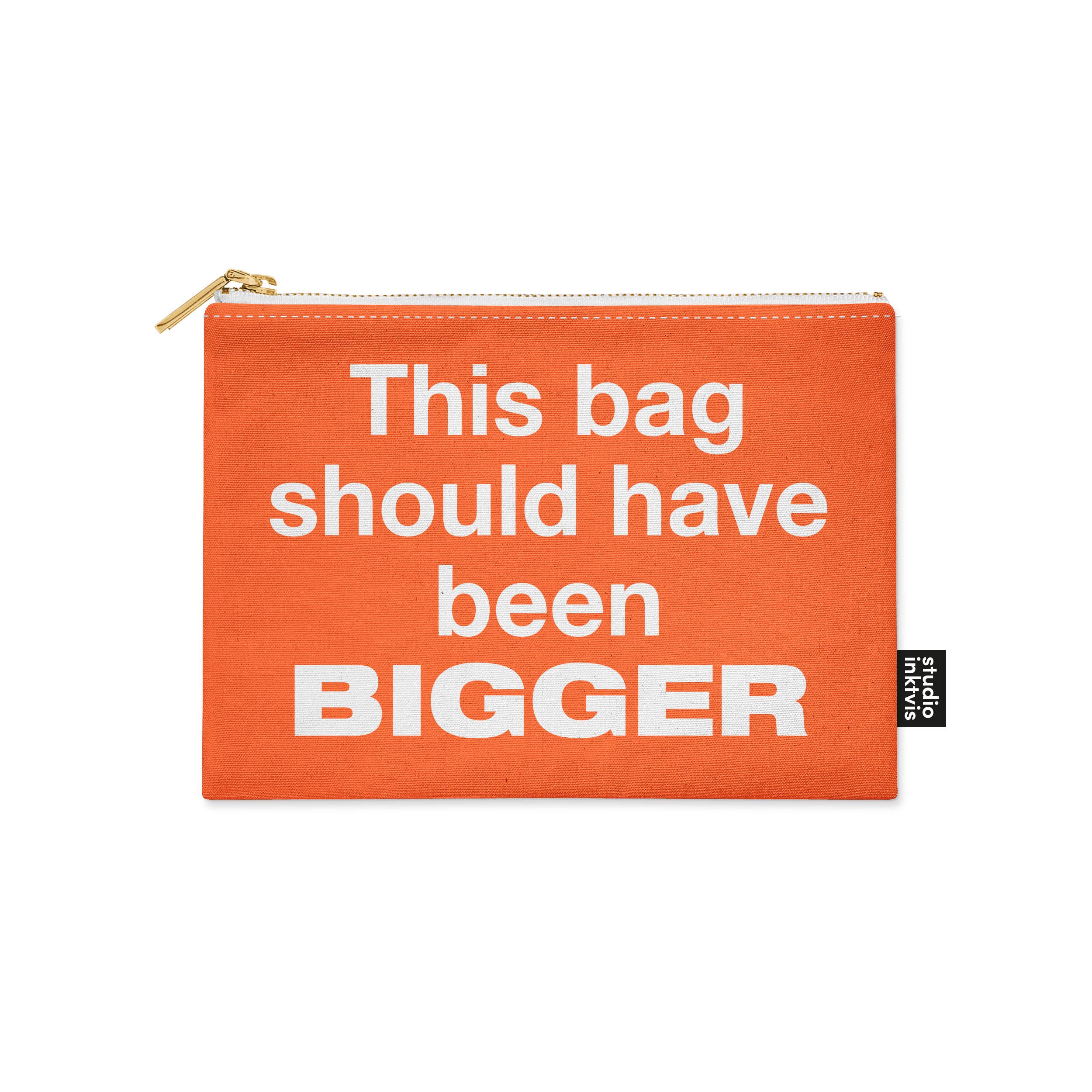 Trousse à maquillage orange « This bag should have been bigger »