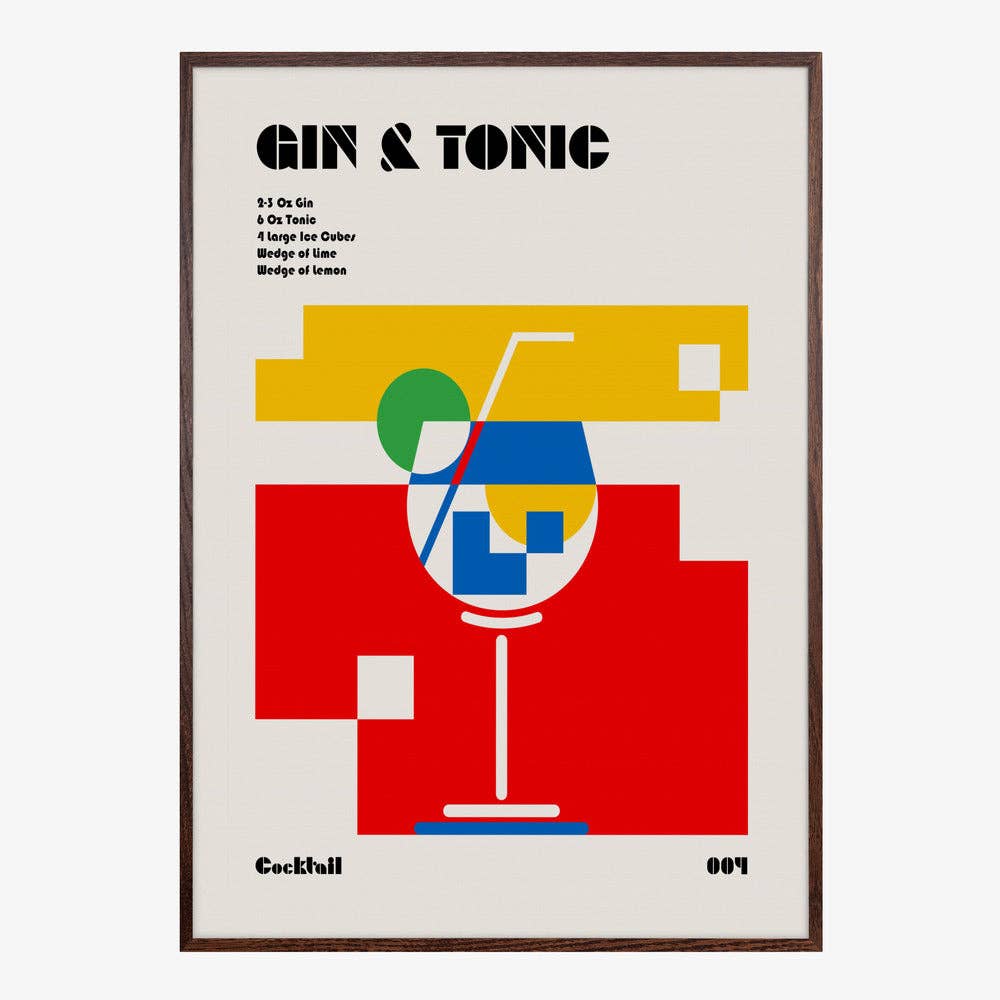 Affiche artistique recette de Gin Tonic Bauhaus - Moderniste: Pas de cadre / 30 x 40 cm