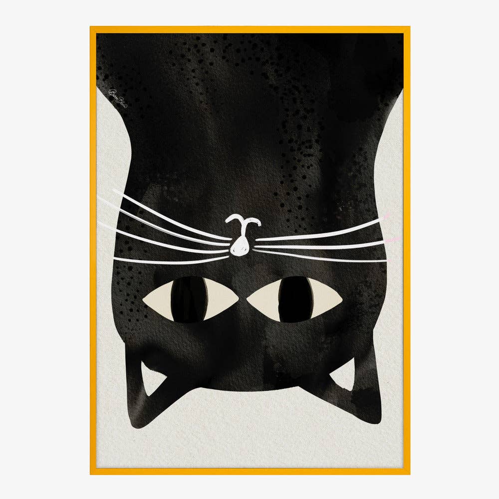 Affiche d'art « Chat noir à l'envers » - Encre: No Frame / 30 x 40 cm