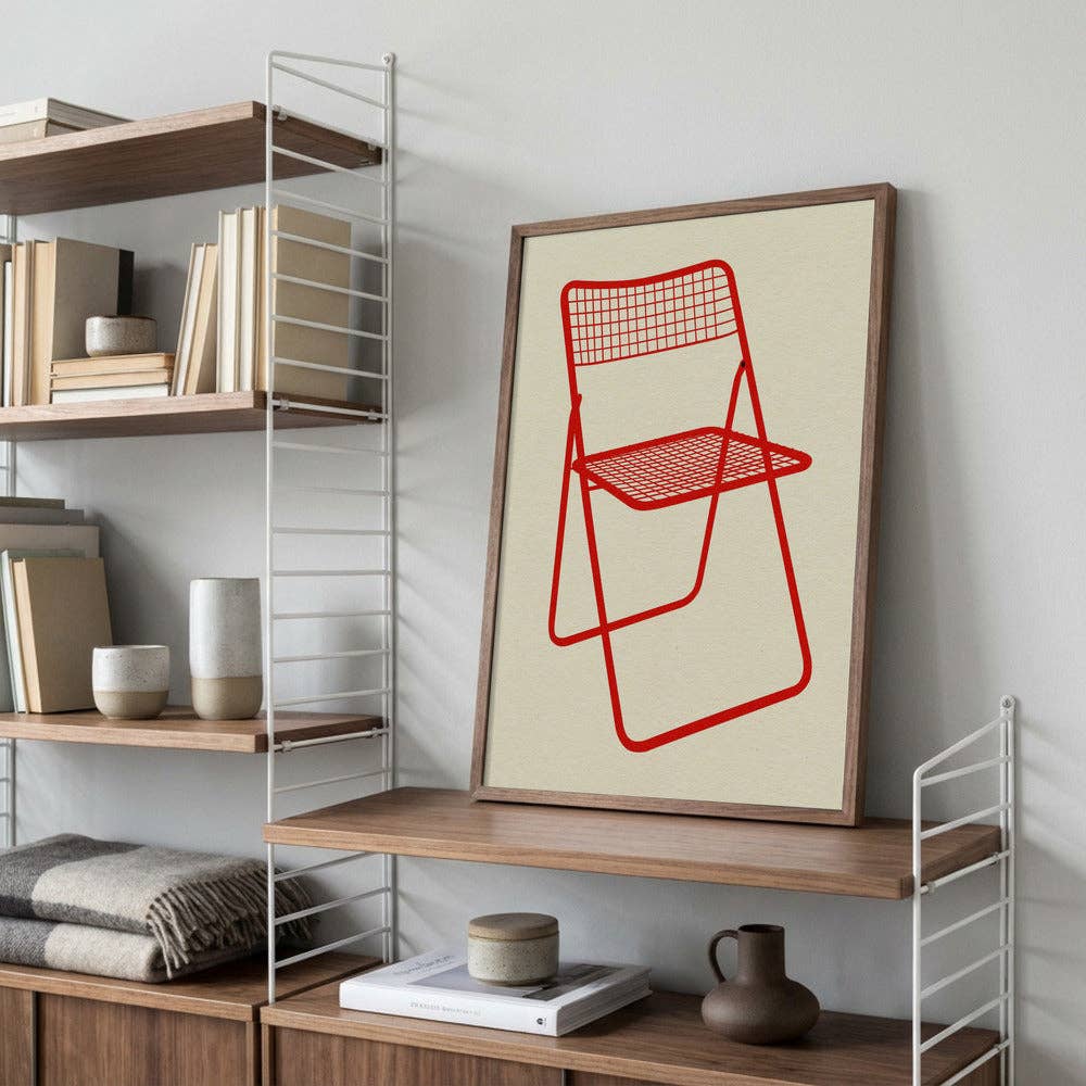 Affiche artistique — chaise pliante en maille rouge — Pop graphique: Pas de cadre / 30x40 cm