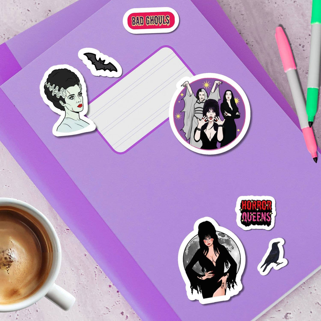 Feuille d'autocollants A5 « Horror Queens Halloween »: Emballé avec une pochette en plastique
