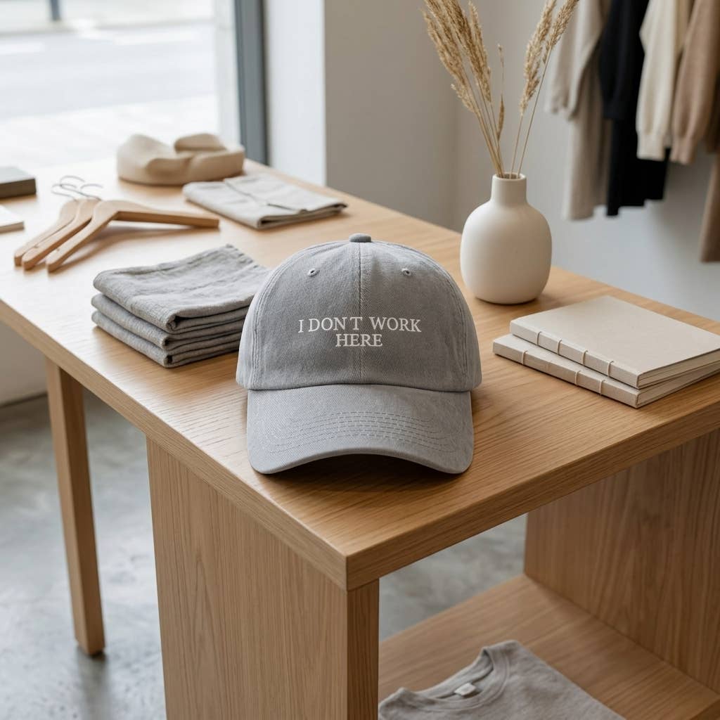 Casquette brodée bordeaux « Je ne travaille pas ici, désolé »: Burgundy