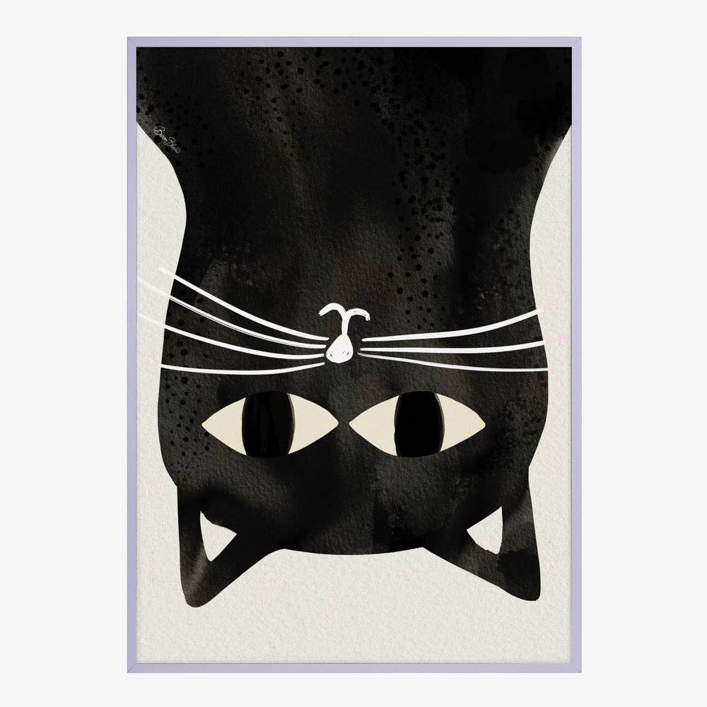Affiche d'art « Chat noir à l'envers » - Encre: No Frame / 30 x 40 cm