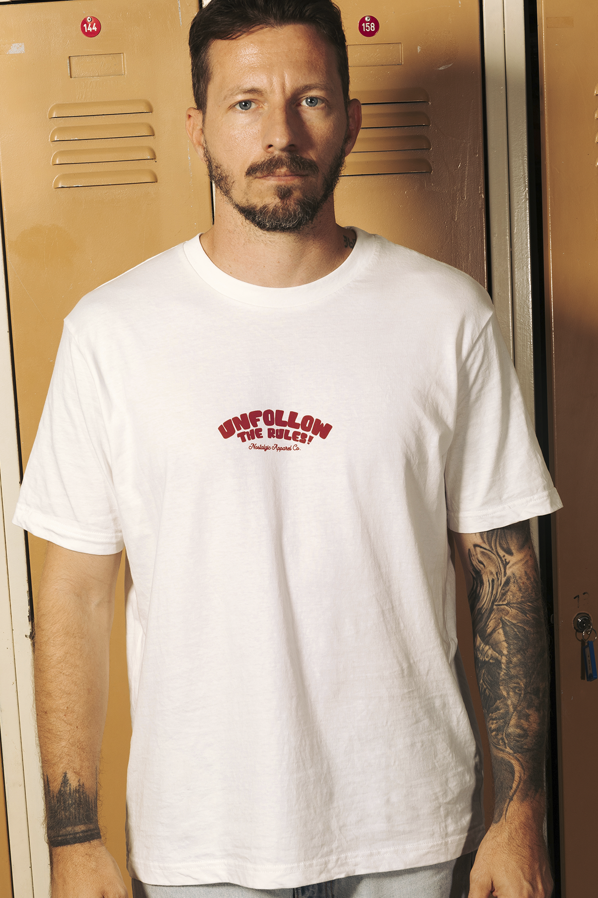 T-shirt unisexe blanc cassé « Unfollow the rules » | L / Oversize