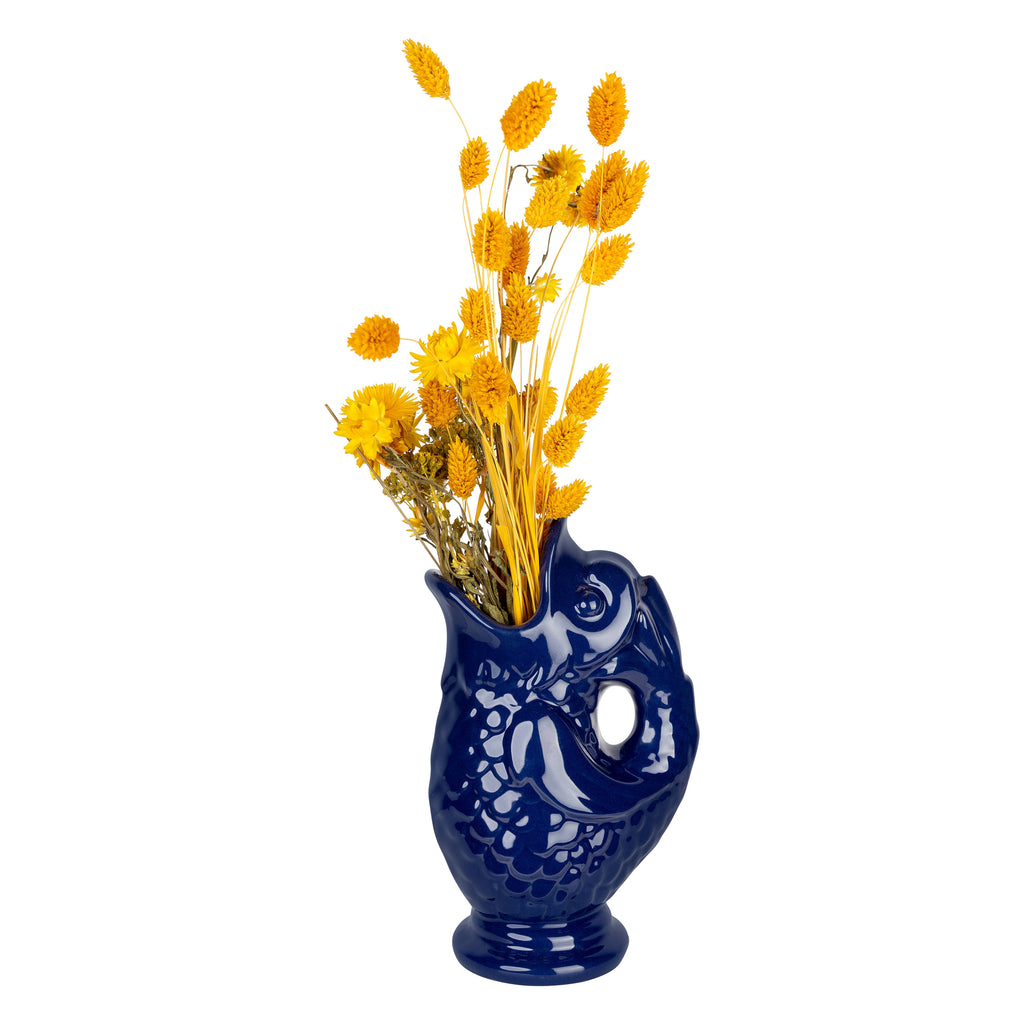 Vase grand modèle en céramique forme poisson bleu