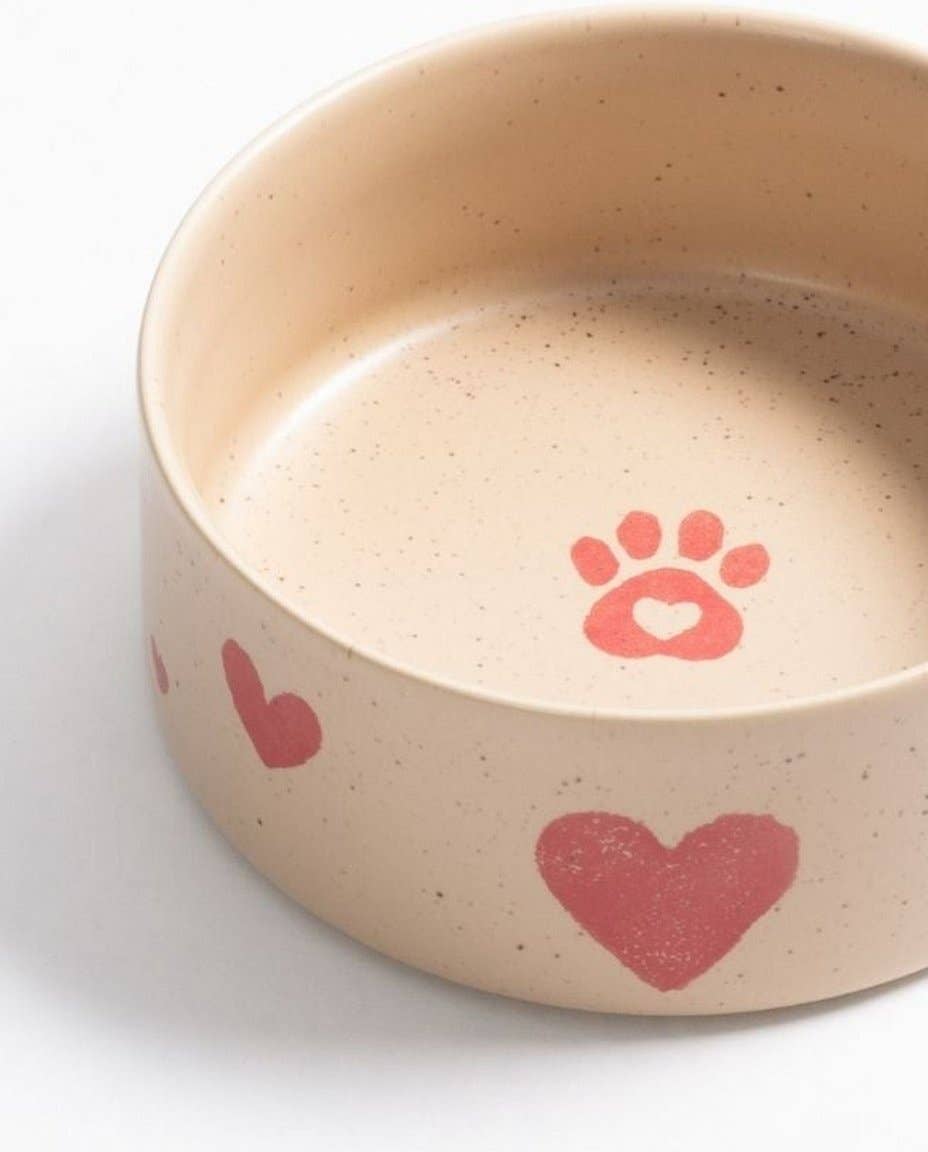 Ensemble de 2 bols pour animaux en grès Cozy Hearts 14 cm