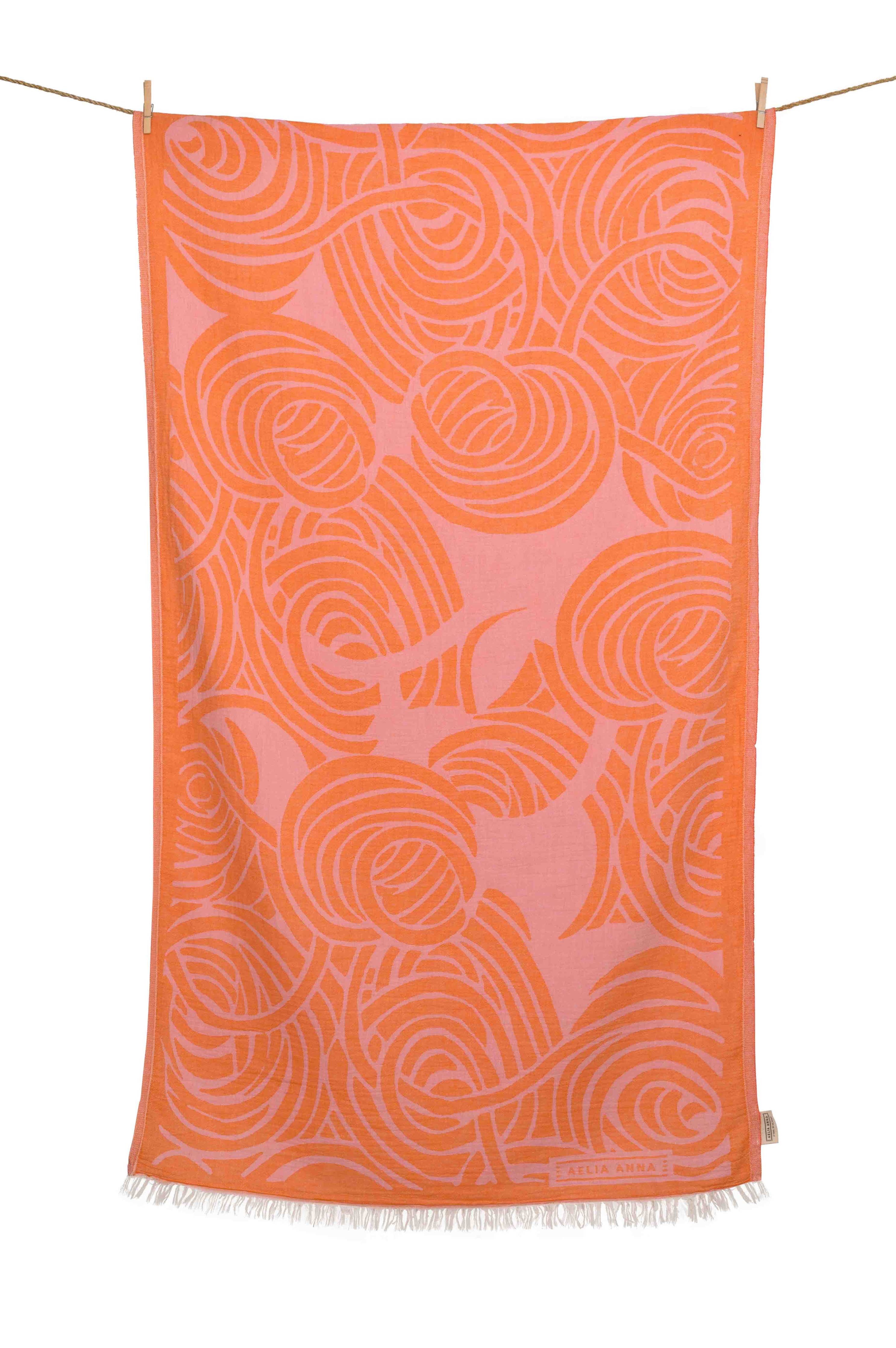 Serviette de plage Matala orange et rose