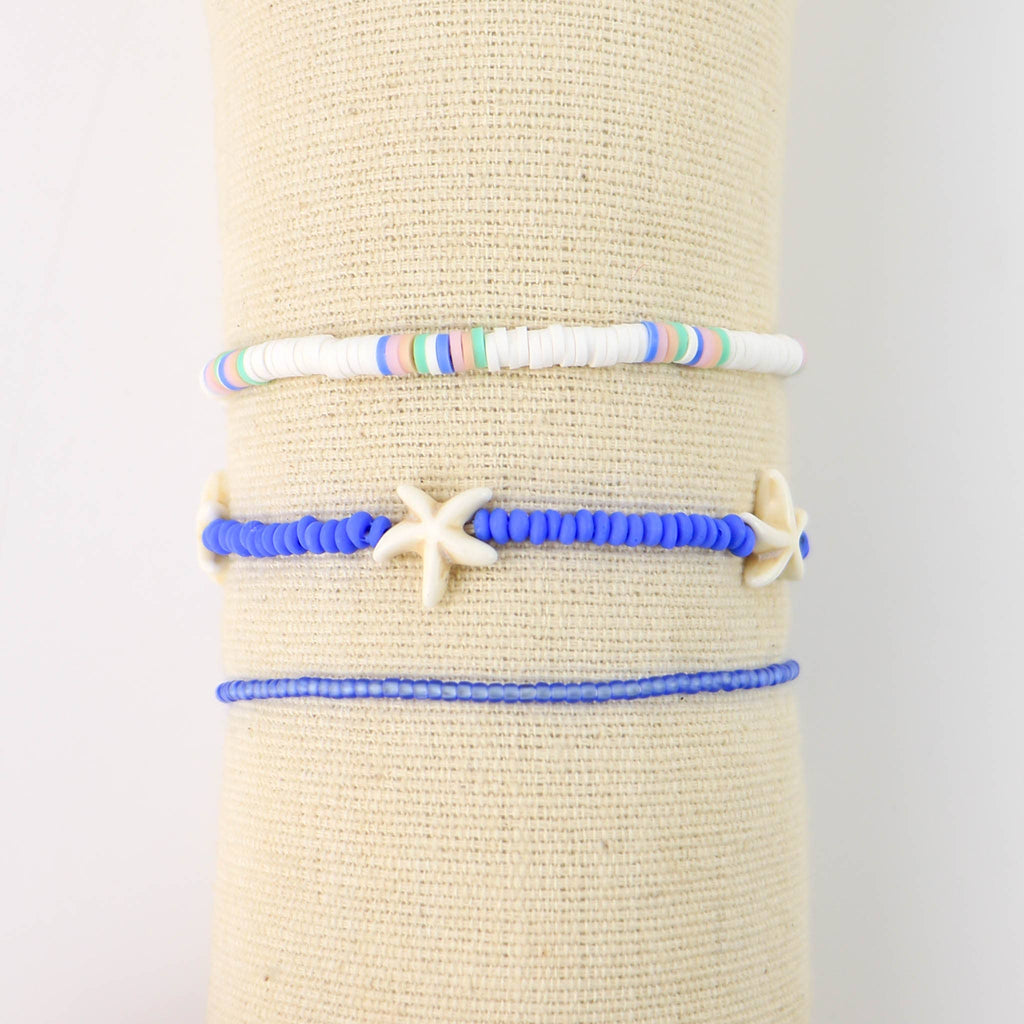 Ensemble de bracelets Serasa Beach, trio de bracelets bleus réglables