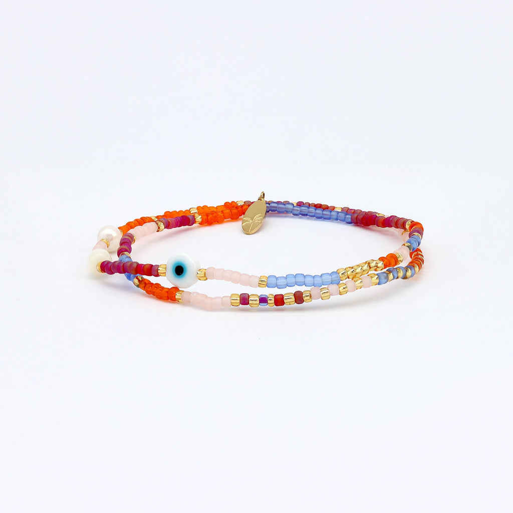 Matahari Bracelet perlé œil protecteur, bracelet élastique délicat