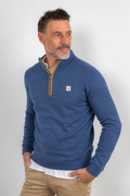 Pull demi-zip en daim bleu Devin: 4XL