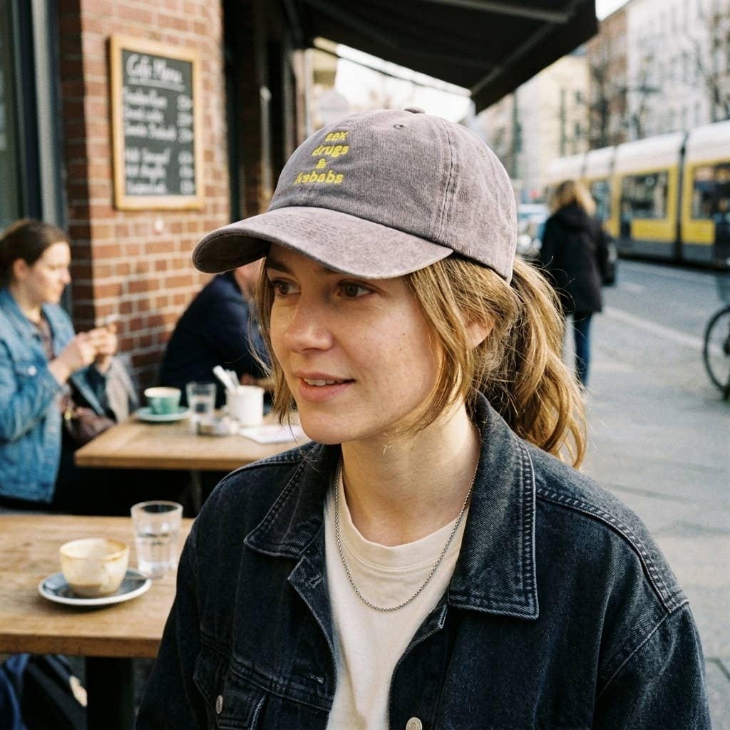 Casquette grise brodée « Sex Dr*gs & Kebabs »: Vert