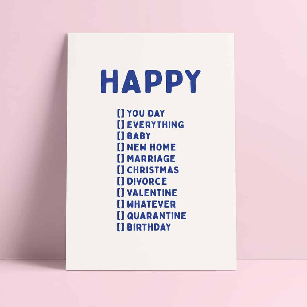 Carte postale Risograph Joyeux quel que soit le jour d’anniversaire