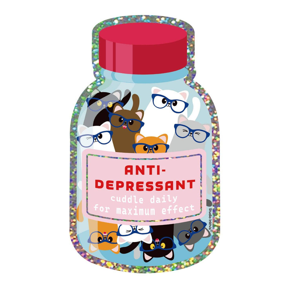 Autocollant pailleté Anti-dépresseur câlin quotidien chats