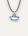 Pendentif en porcelaine Bateau bleu