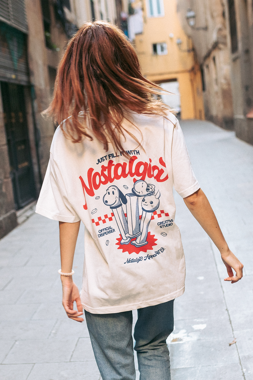 T-shirt unisexe blanc cassé « Fill it with Nostalgia » | M / Oversize