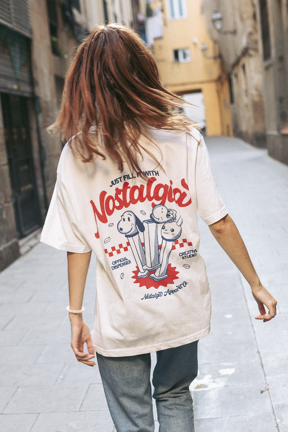T-shirt unisexe blanc cassé « Fill it with Nostalgia » | L / Oversize