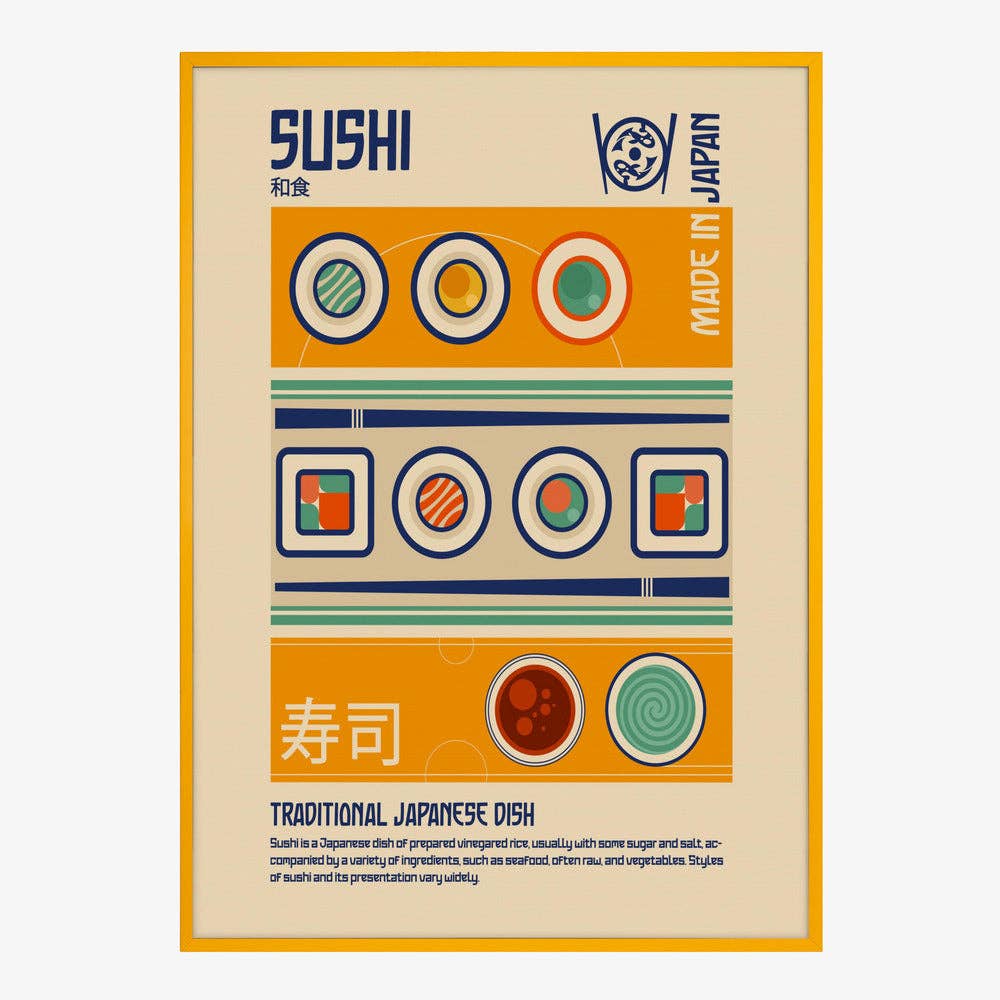 Impression d'art « Sushi fabriqué au Japon » - Affiche rétro: Pas de cadre / 30 x 40 cm