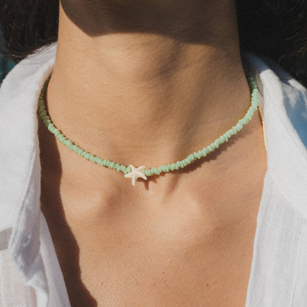 Collier Étoile de Récif avec Perles: Blanc