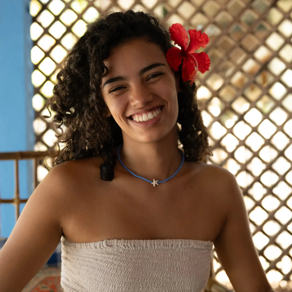 Collier Étoile de Récif avec Perles: Blanc
