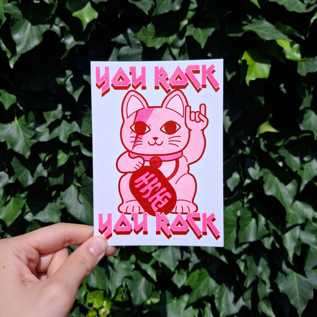 Impression Riso Tu déchires Chat porte-bonheur Maneki neko