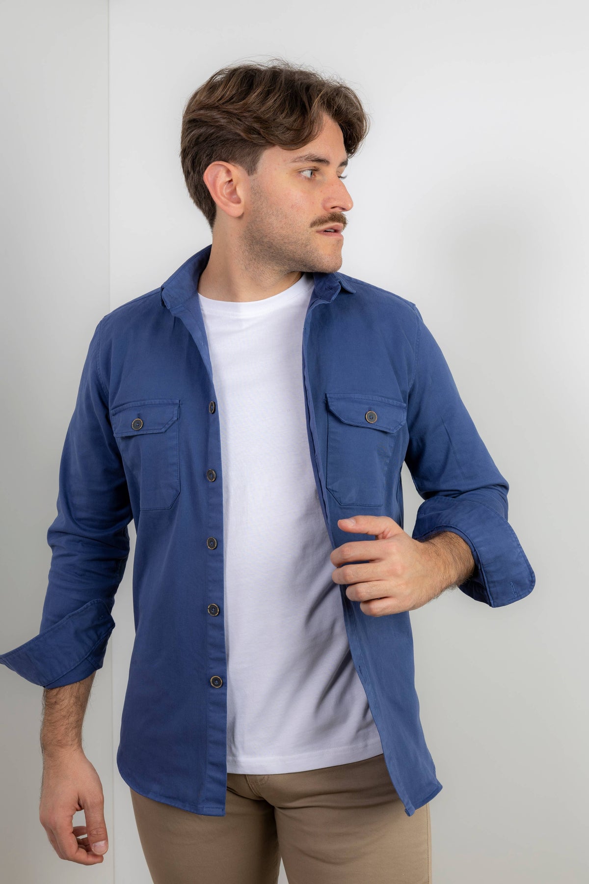 Veste en Coton Lavé Bleu Indigo | Cazorla: L (4)