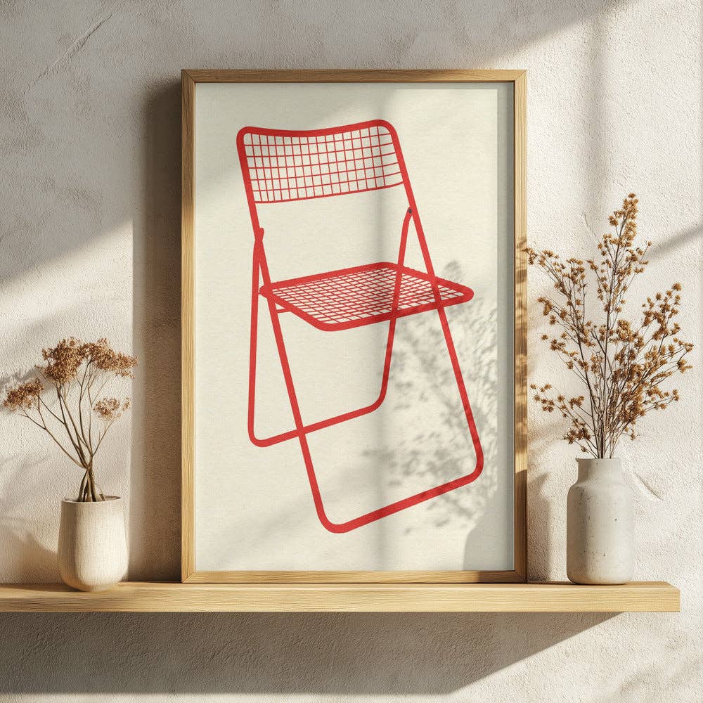 Affiche artistique — chaise pliante en maille rouge — Pop graphique: Pas de cadre / 30x40 cm