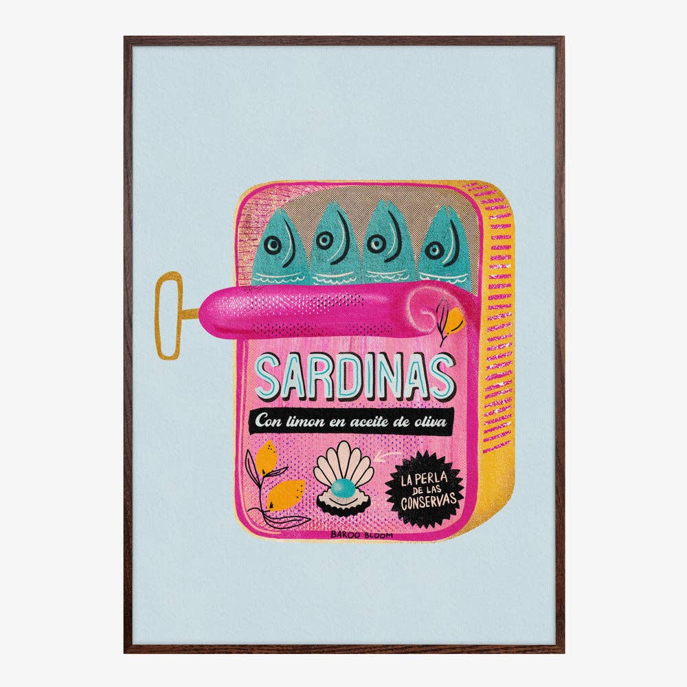 Affiche artistique « boîte de sardines roses » — Poster pop pour la cuisine: Pas de cadre / 30x40 cm