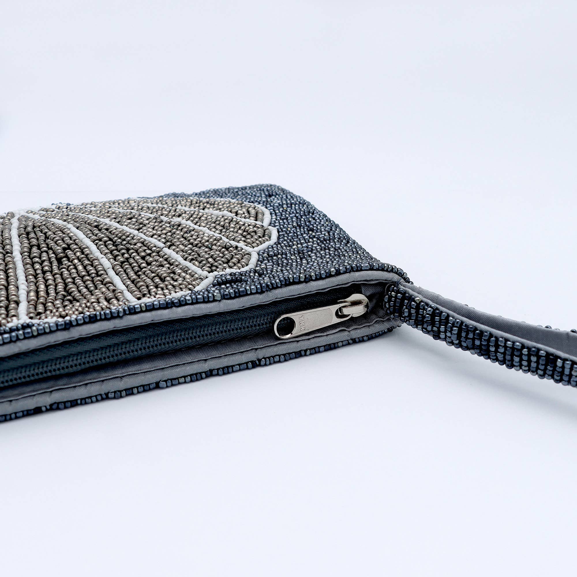 Grande pochette tropicale perlée, sac de plage artisanal en perles: Noir