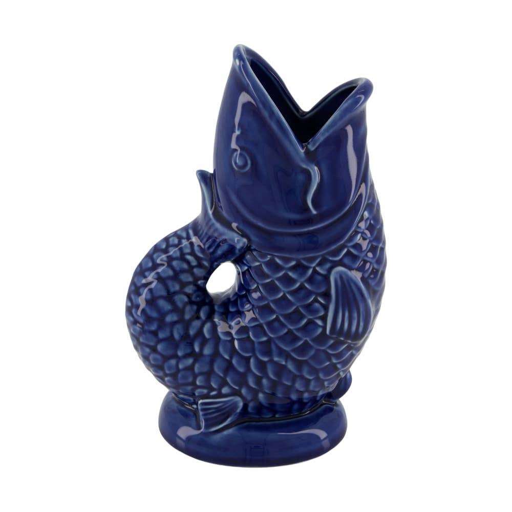 Vase en forme de poisson en porcelaine bleu profond