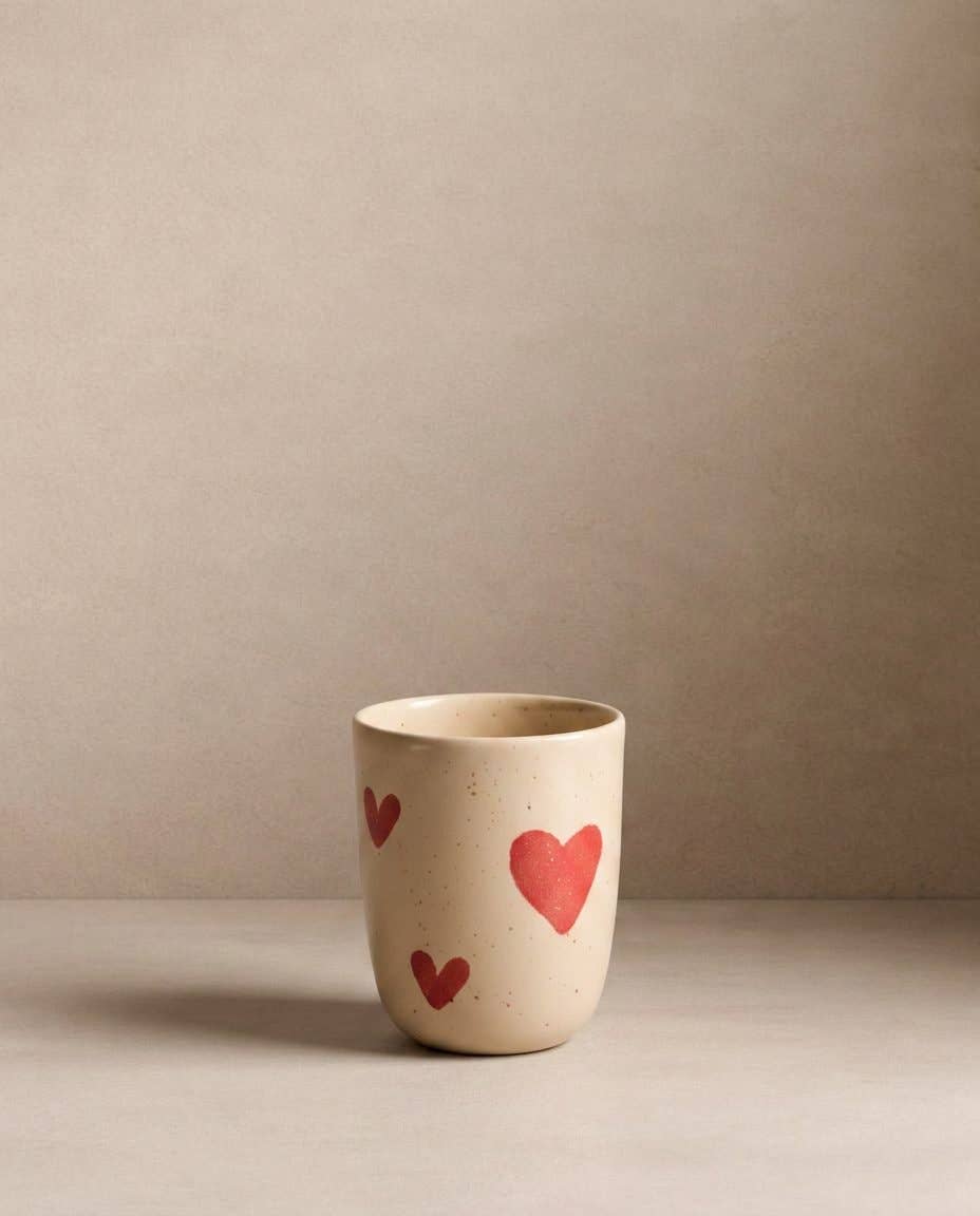 Tasses Moyennes en Grès Cozy Hearts 220ml Lot de 2 Pièces