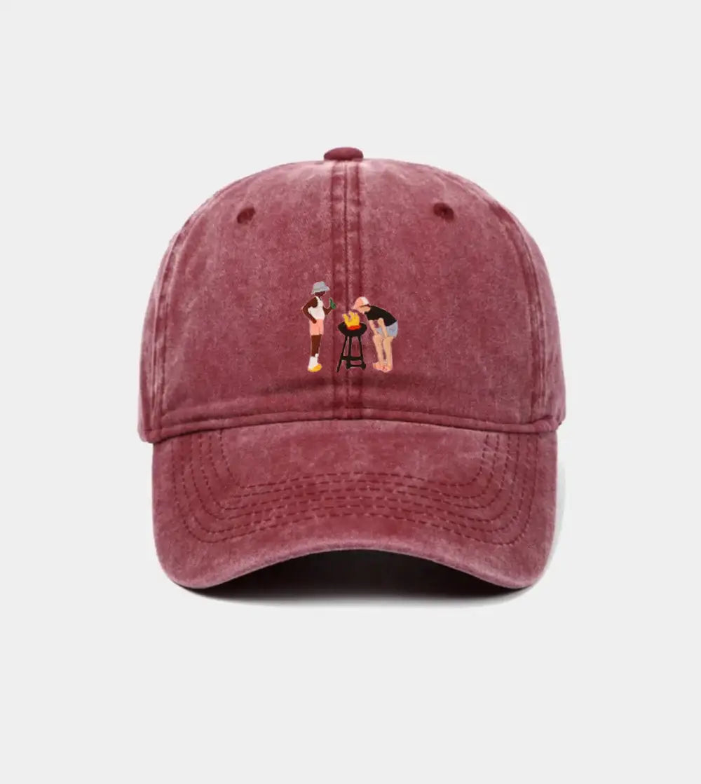 Casquette Brodée - Barbecue des vacances: Marron Vintage