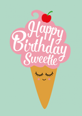 Carte postale Joyeux anniversaire glace kawaii