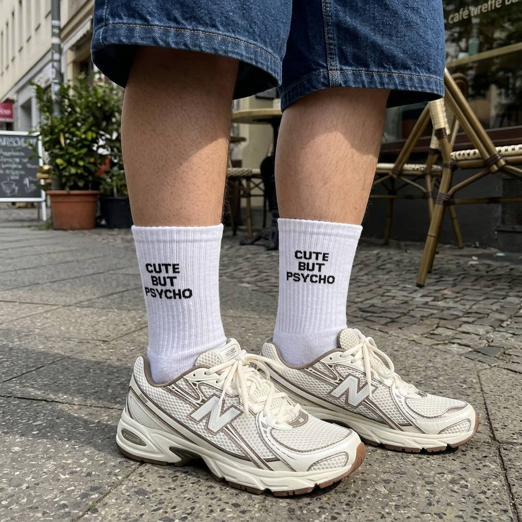 Chaussettes à message « Mignonne mais psycho »: 37-43