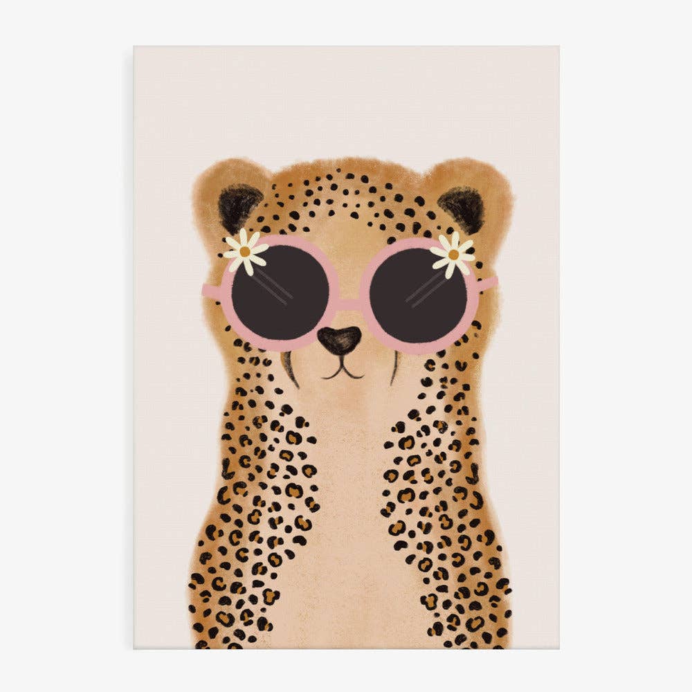 Affiche artistique de bébé guépard à la marguerite rose — décor fantaisiste pour chambre d'enfant: Pas de cadre / 30 x 40 cm