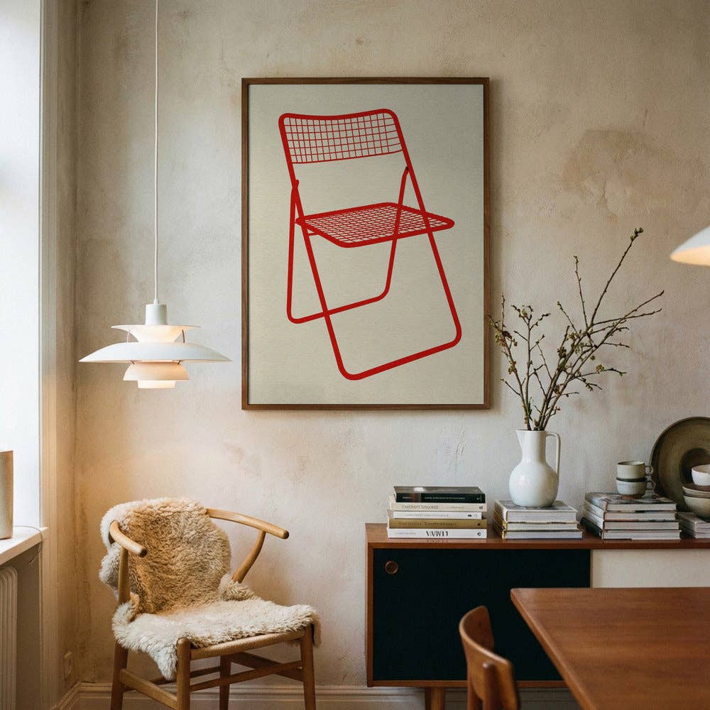 Affiche artistique — chaise pliante en maille rouge — Pop graphique: Pas de cadre / 30x40 cm