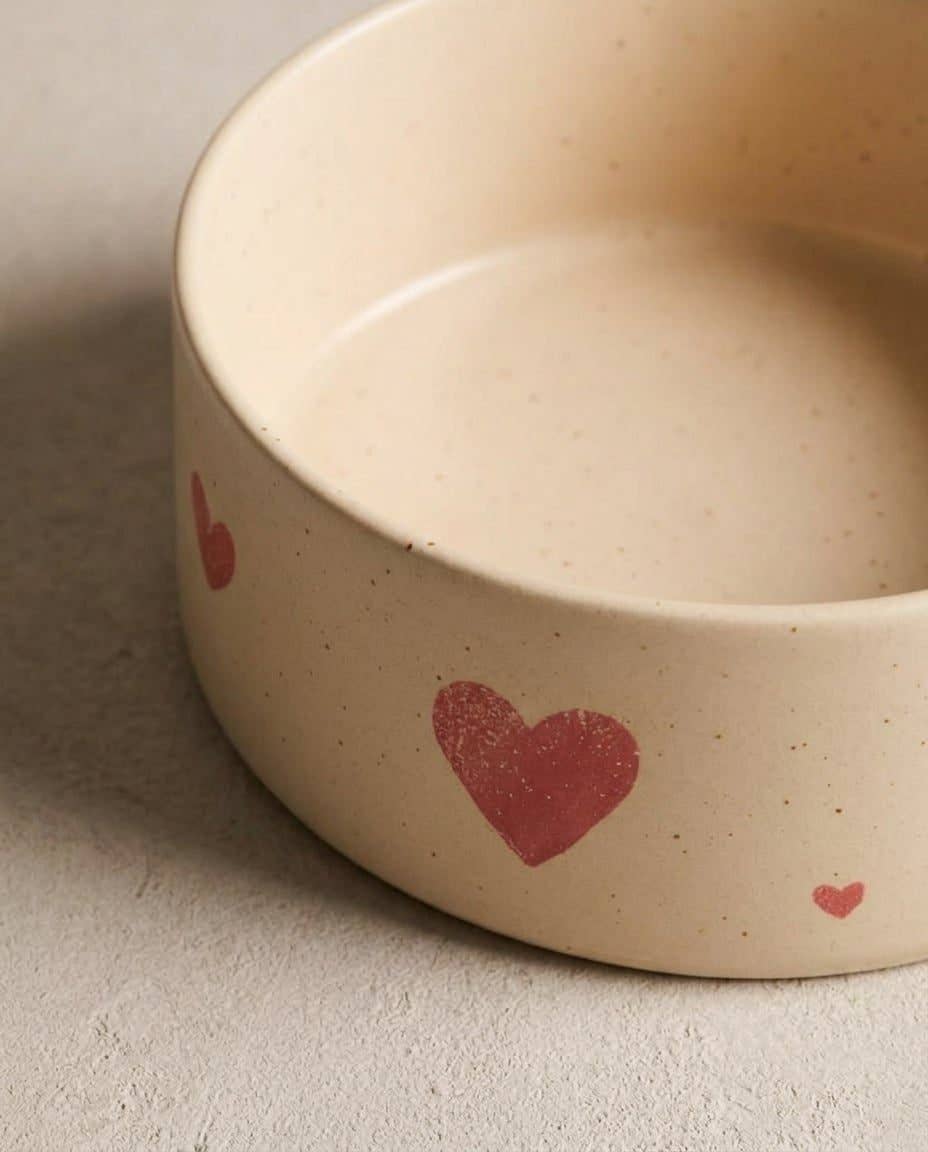 Ensemble de 2 bols pour animaux en grès Cozy Hearts 14 cm