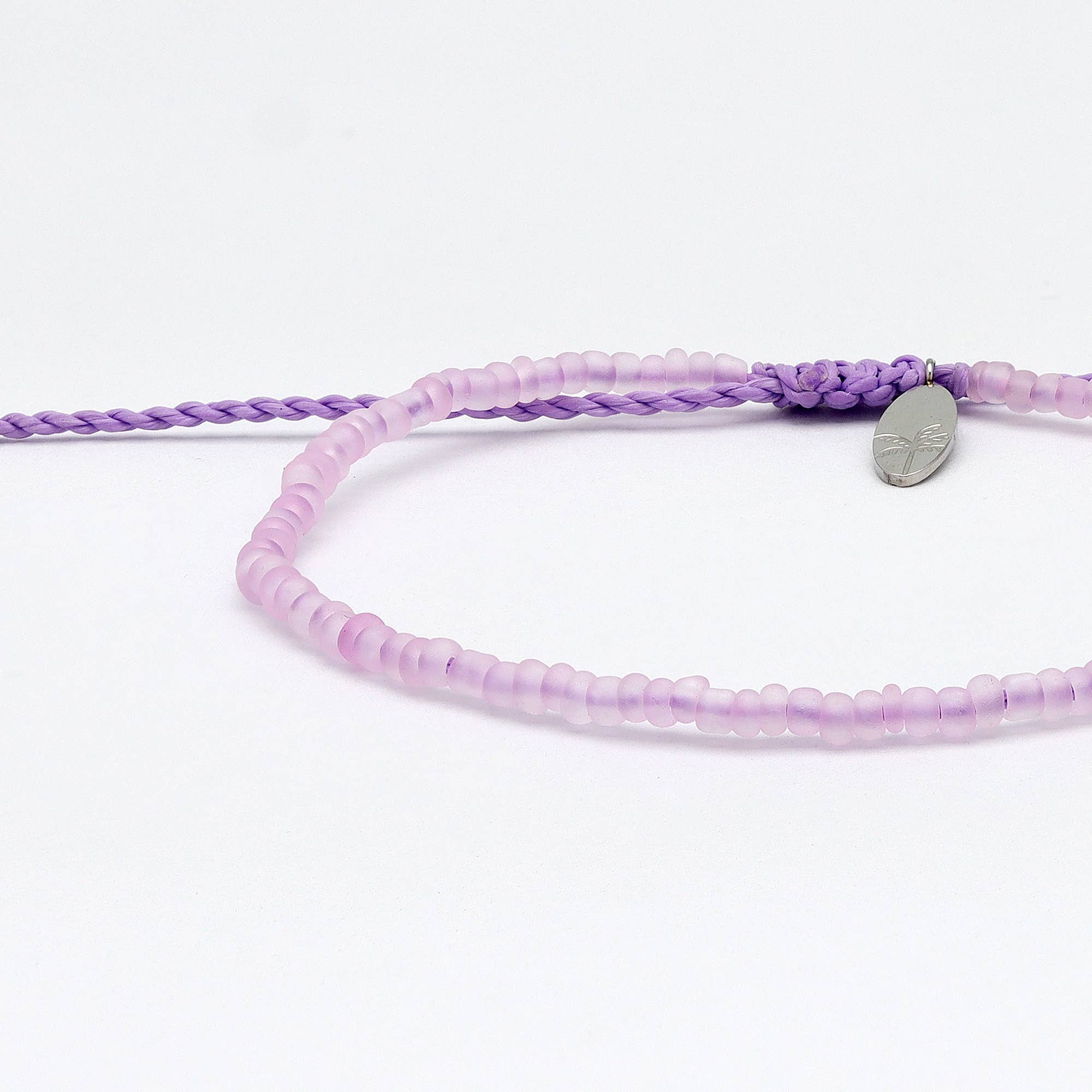 Bracelet perlé en verre dépoli Wailele. Bracelet empilable: Violet