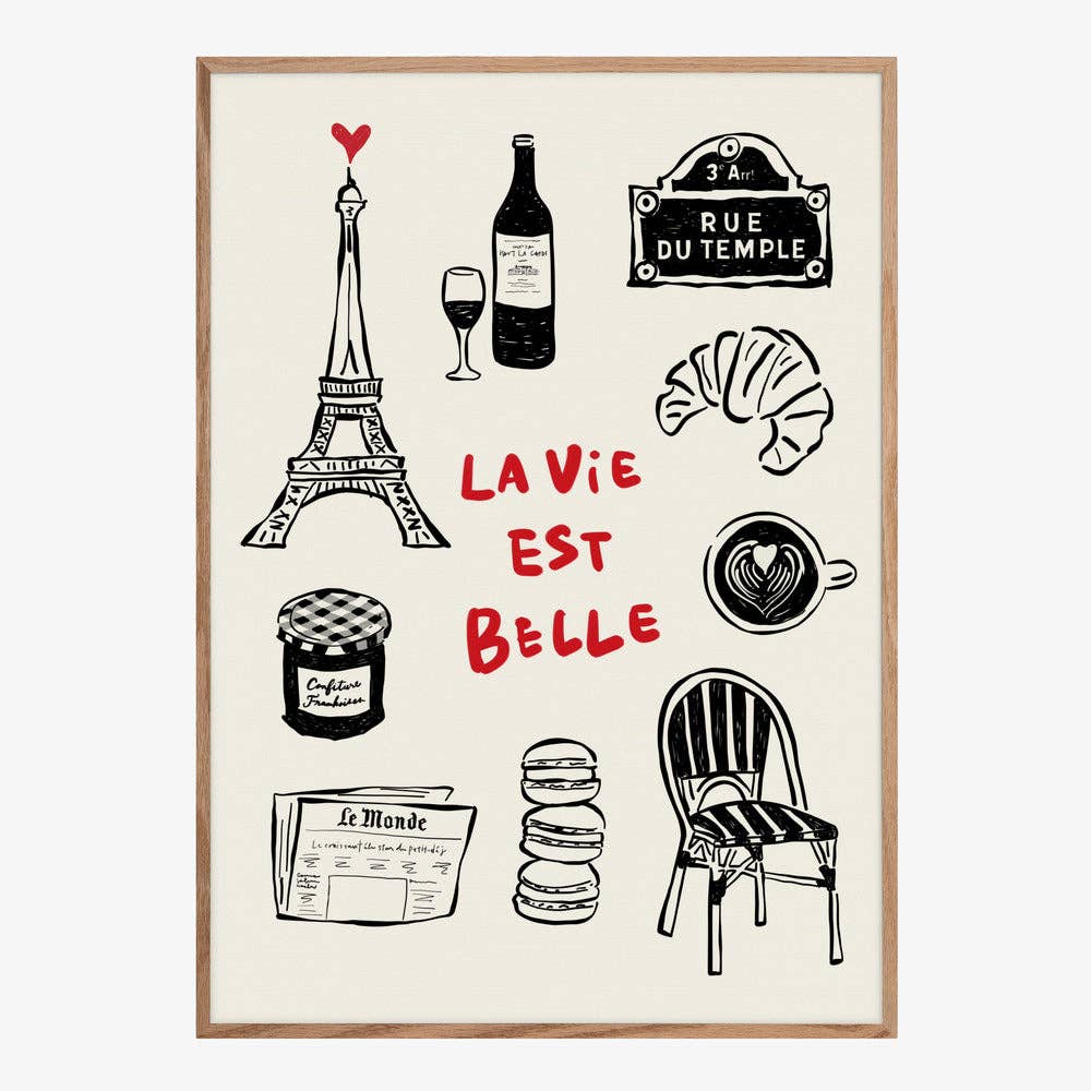 Affiche « Icônes de Paris » – Décor en encre noire: Pas de cadre / 30 x 40 cm