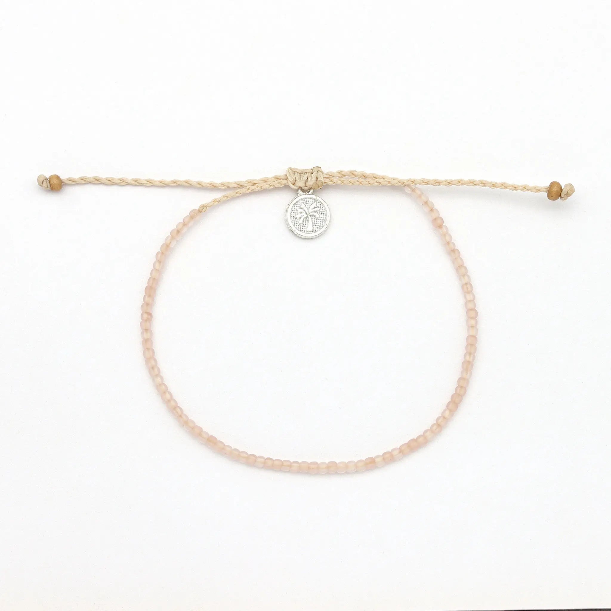 Bracelet perlé en verre dépoli Ka'anapali, bracelet de cheville Surf: Blanc