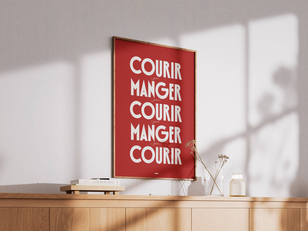 Affiche | Courir, pour manger… | Poster de running: L - 30x40cm