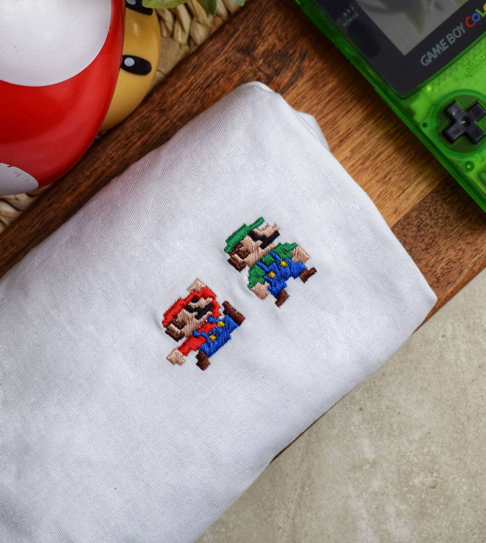 T-shirt brodé - Mario: Blanc / L