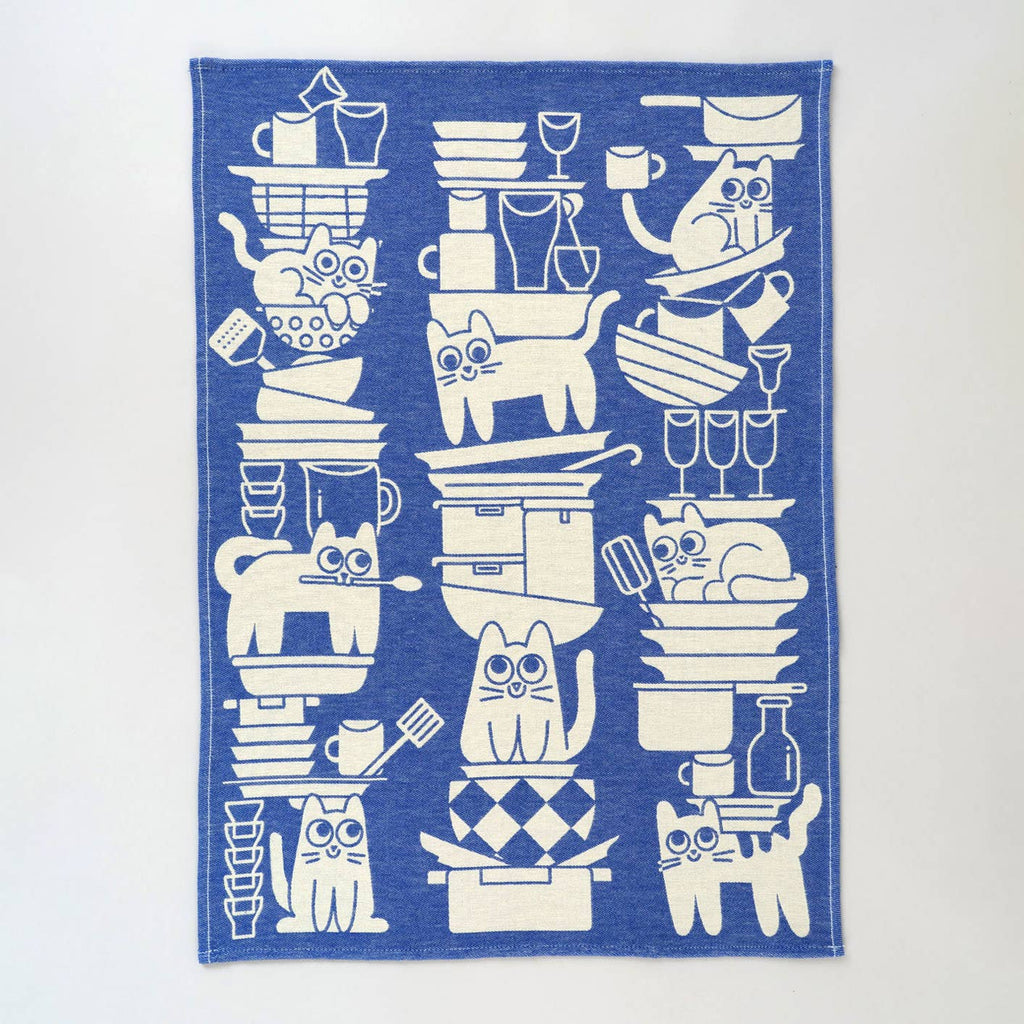 Torchon en coton tissé avec des chats de cuisine