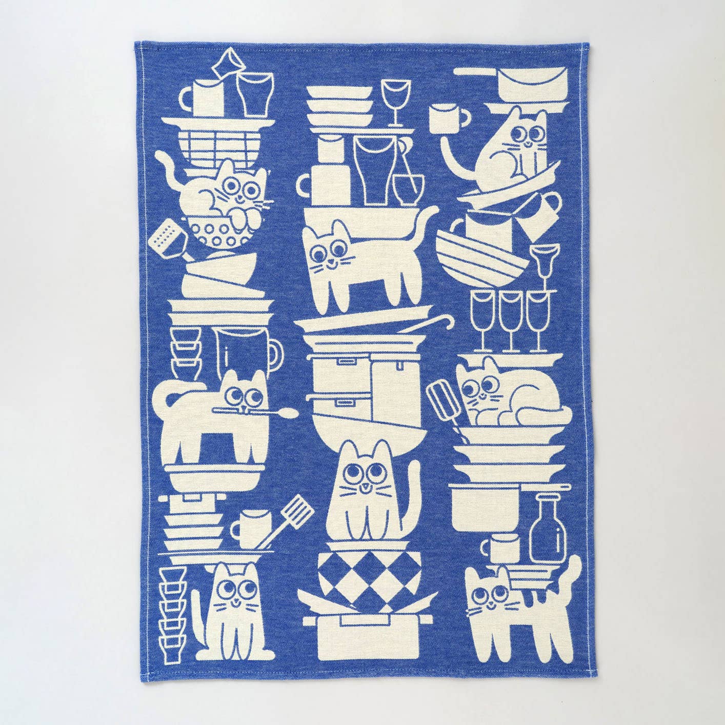 Torchon en coton tissé avec des chats de cuisine