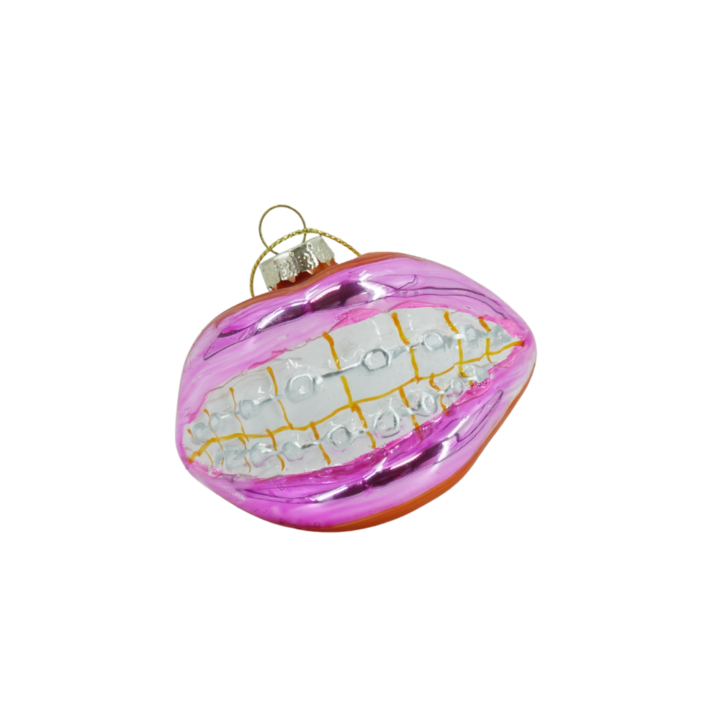Ornement - Suspension de Noël - Lèvre de Bracelet - Verre - Rose - 9x6,5x6,5cm