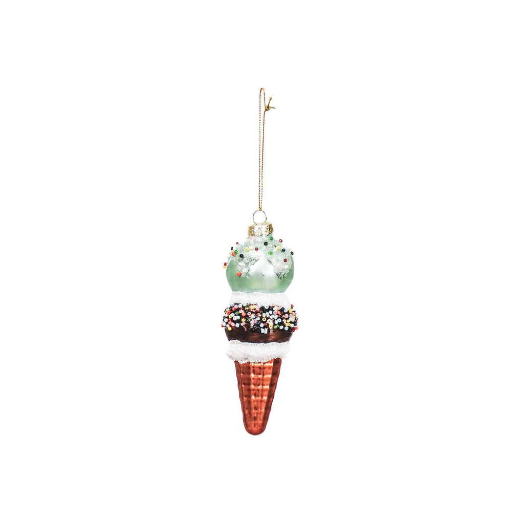 Cintre de Noël - Crème glacée - Verre - Bleu/Marron - 5 x 14 cm