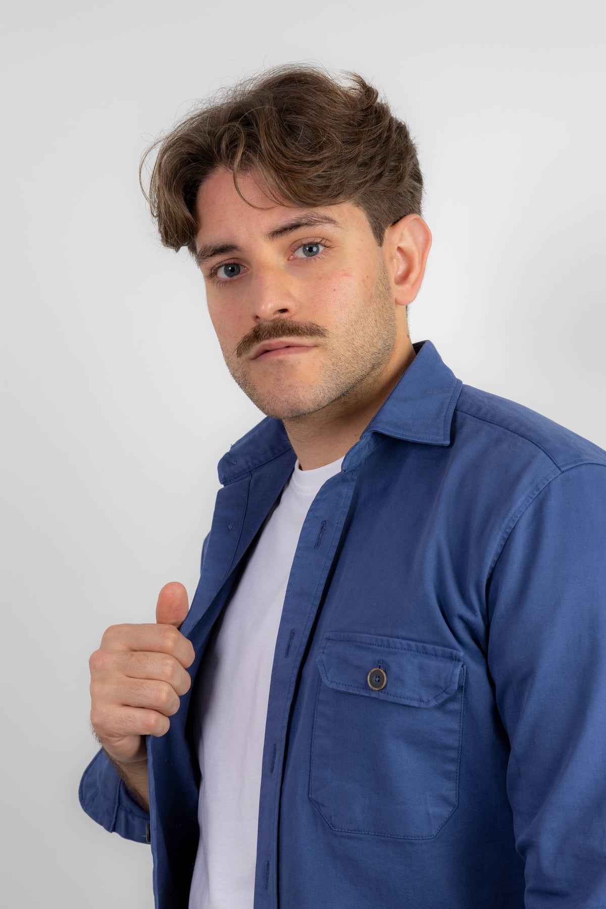Veste en Coton Lavé Bleu Indigo | Cazorla: S (2)