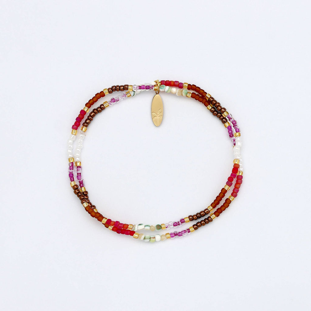 Collection « Été éternel » de bracelets dorés à perles: Violet & Marron
